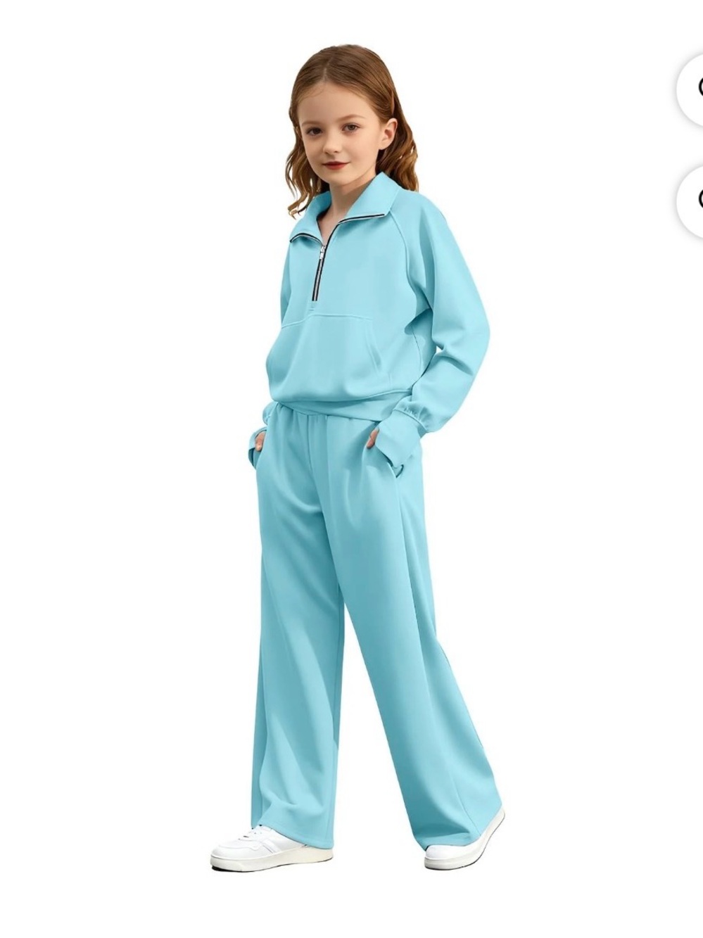 Ash Powder Blue Kids Track Pants & Quarter-Zip Pullover Set